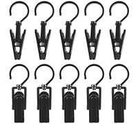 Aipaide 20Pcs Ganchos de Clip, Clips de Cortina con Ganchos, Gancho de Clip de Plástico para Ropa de Viaje Portátil, Gancho Colgante Hogar Percha para Botas Calcetines, Negro