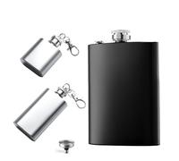 Aipeeo 3 petacas de acero inoxidable, mini petaca con embudo, botella de chupito, portátil, para senderismo, escalada, pesca, camping, color negro mate