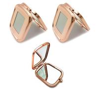 Aipeeo Espejo de Bolsillo, 2 Piezas Espejo Maquillaje Portatil Pequeño,Espejo de Viaje Plegable de Doble Cara,Espejo Pequeño de Mano Espejo Plegable de Metal,Ideal para Maquillarse,Viajar(Oro Rosa)
