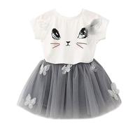 AIPILEI Conjunto de 2 piezas de camiseta y falda tutú de tul con dibujos animados, blanco, 4-5 Years