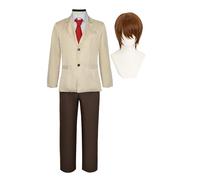 AIPILEI Light Yagami - Disfraz de cosplay de Death Note, uniforme escolar, conjunto completo de anime, juego de rol, traje de Halloween para mujeres y hombres (Yagami claro con peluca, XL)