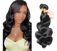 AiPliantfis Body Wave Bundles Human Hair Cabello Human Human Hair Extensions de Pelo Humano Natural Black 50g/PC 150G Double Weft Unprocessed Virgin Remy Hair for Women 3 Bündel 12 14 16 Pulgada