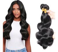 AiPliantfis Body Wave Bundles Human Hair Cabello Human Human Hair Extensions de Pelo Humano Natural Black 50g/PC 150G Double Weft Unprocessed Virgin Remy Hair for Women 3 Bündel 18 20 22 Pulgada