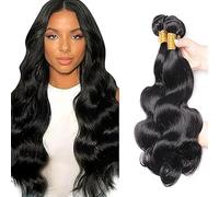 AiPliantfis Body Wave Bundles Human Hair Cabello Human Human Hair Extensions de Pelo Humano Natural Black 50g/PC 150G Double Weft Unprocessed Virgin Remy Hair for Women 3 Bündel 16 18 20 Pulgada