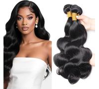 AiPliantfis Body Wave Bundles Human Hair Extensiones De Cabello Human Hair Extensiones de Pelo Humano Natural Black Double Weft Unprocessed Virgin Remy Hair for Women 3 Bündel 26 28 30 Inches