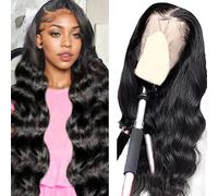 AiPliantfis Body Wave Human Hair Wig 13X4 Lace Pelucas Cabello Peluca Mujer Glueless Wig Wear and Go Pre Plucked 150% Density Unprocessed Remy Hair for Women Natural Black 20 Inch