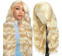 AiPliantfis Body Wave Human Hair Wig 13X4 Lace Pelucas Cabello Peluca Mujer Glueless Wig Wear and Go Pre Plucked 150% Density Unprocessed Remy Hair for Women 613 Blonde 34 Inch