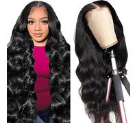 AiPliantfis Body Wave Human Hair Wig Pelucas Cabello Peluca Mujer 13X6 Lace Glueless Wig Wear and Go Pre Plucked 150% Density Unprocessed Remy Hair Natural Black for Women 24 Inch