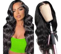 AiPliantfis Body Wave Human Hair Wig Pelucas Cabello Peluca Mujer 13X6 Lace Glueless Wig Wear and Go Pre Plucked 150% Density Unprocessed Remy Hair Natural Black for Women 18 Inch