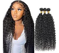 AiPliantfis Bundles Curly Wave Human Hair Extensiones De Cabello Human Hair Extensions de Pelo Humano Natural Black Double Weft Unprocessed Virgin Remy Hair for Women 3 Bündel 22 24 26 Inch