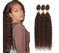AiPliantfis Curly Wave Bundles Human Hair Extensiones De Cabello Human Hair Extensions de Pelo Humano #4 Brown 50g/PC 150G Double Weft Unprocessed Virgin for Women 3 Bündel 14 16 18 Inch