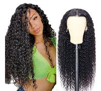 AiPliantfis Curly Wave Human Hair Wig 13X4 Lace Pelucas Cabello Peluca Mujer Glueless Wig Wear and Go Pre Plucked 150% Density Unprocessed Remy Hair for Women Natural Black 18 Inch