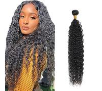 AiPliantfis Human Hair Bundles Curly Wave Extensiones De Cabello Negro Extensiones de pelo Humano Natural Black Double Weft 1 Bundle Unprocessed Virgin Remy Hair for Women for Women 34 Inches