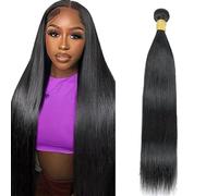 AiPliantfis Human Hair Bundles Straight Extensiones De Cabello Negro Extensiones de pelo Humano Natural Black Double Weft 1 Bundle Unprocessed Virgin Remy Hair for Women 12 Inches
