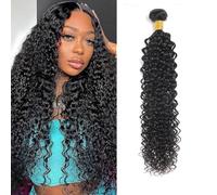 AiPliantfis Human Hair Bundles Water Wave Extensiones De Cabello Negro Extensiones de pelo Humano Natural Black Double Weft 1 Bundle Unprocessed Virgin Remy Hair for Women 12 Inches