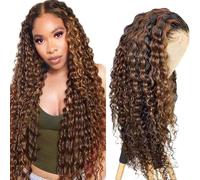AiPliantfis Peluca de pelo humano con cierre de encaje 4 x 1, onda profunda, peluca de pelo humano para mujer, sin pegamento, desgaste y Go 4/30, color marrón real, 150% densidad sin procesar, cabello