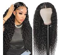 AiPliantfis Peluca de pelo humano para mujer, peluca sin pegamento, pelo humano, ondulado, natural, brasileño, con pelo de bebé, color negro natural, 4 x 4, grado 8A, sin procesar, virgen brasileña