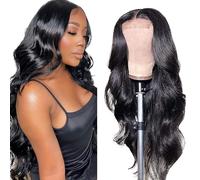 AiPliantfis Peluca de pelo humano para mujer, sin pegamento, peluca de pelo humano, ondulado, natural, brasileño, con pelo de bebé, color negro natural, 4 x 1, grado 8A, sin procesar, virgen brasileña
