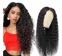 AiPliantfis Pelucas Cabello Humano Glueless Wig Human Hair Wig Water Wave Natural Hairline Natural Black 4x4 Lace Unprocessed Virgin Remy Hair for Women Minimal Smell 20 Inch