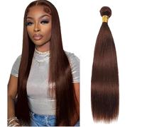 AiPliantfis Straight Human Hair Bundles Brown Extensiones De Cabello Marrón Extensiones de pelo Humano #4 Chocolate Double Weft 1 Bundle Unprocessed Virgin Remy Hair for Women 24 Inches