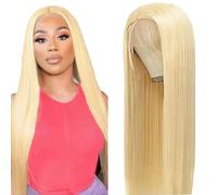 AiPliantfis Straight Human Hair Wig 13X4 Lace Pelucas Cabello Peluca Mujer Glueless Wig Wear and Go Pre Plucked 150% Density Unprocessed Remy Hair for Women 613 Blonde 30 Inch