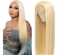 AiPliantfis Straight Human Hair Wig 13X4 Lace Pelucas Cabello Peluca Mujer Glueless Wig Wear and Go Pre Plucked 150% Density Unprocessed Remy Hair for Women 613 Blonde 32 Inch