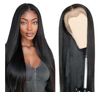 AiPliantfis Straight Human Hair Wig 13X4 Lace Pelucas Cabello Peluca Mujer Glueless Wig Wear and Go Pre Plucked 150% Density Unprocessed Remy Hair for Women Natural Black 16 Inch