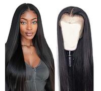 AiPliantfis Straight Human Hair Wig 13X4 Lace Pelucas Cabello Peluca Mujer Glueless Wig Wear and Go Pre Plucked 150% Density Unprocessed Remy Hair for Women Natural Black 32 Inch