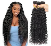 AiPliantfis Water Wave Bundles Human Hair Cabello Human Human Hair Extensions de Pelo Humano Natural Black 50g/PC 150G Double Weft for Women 3 Bundles 16 18 20 Pulgada