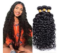 AiPliantfis Water Wave Bundles Human Hair Cabello Human Human Hair Extensions de Pelo Humano Natural Black Double Weft 3 Bündel Unprocessed Virgin Remy Hair for Women 14 16 18 Pulgada