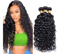 AiPliantfis Water Wave Bundles Human Hair Cabello Human Human Hair Extensions de Pelo Humano Natural Black Double Weft 3 Bündel Unprocessed Virgin Remy Hair for Women 20 22 24 Pulgada