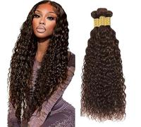 AiPliantfis Water Wave Bundles Human Hair Extensiones De Cabello Human Hair Extensions de Pelo Humano #4 Brown 50g/PC 150G Double Weft Unprocessed Virgin for Women 3 Bündel 16 18 20 Inch