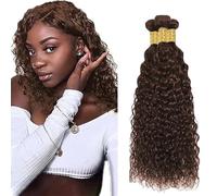 AiPliantfis Water Wave Bundles Human Hair Extensiones De Cabello Human Hair Extensions de Pelo Humano #4 Brown 50g/PC 150G Double Weft Unprocessed Virgin for Women 3 Bündel 20 22 24 Inch