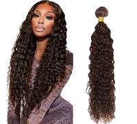 AiPliantfis Water Wave Human Hair Bundles Brown Extensiones De Cabello Marrón Extensiones de pelo Humano #4 Chocolate Double Weft 1 Bundle Unprocessed Virgin Remy Hair for Women 32 Inches