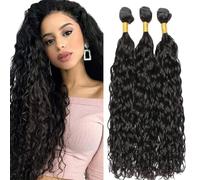 AiPliantfis Water Wave Human Hair Bundles Extensiones De Cabello Marrón Extensiones de pelo Humano Natural Black Double Weft Grade 8A Unprocessed Virgin Brazilian Remy Hair 14 16 18 Inches