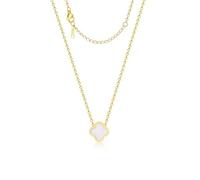 AIPPK Collar de mujer con trébol de cuatro hojas, chapado en oro de 18 K, con colgante de la suerte y joyas delicadas, S, Acero inoxidable, No es una piedra preciosa