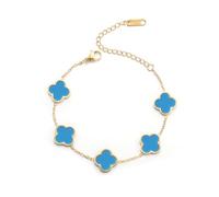 AIPPK Pulsera chapada en oro de 18 quilates con diseño de trébol de la suerte para mujer, color blanco, negro, rojo y verde, con diseño de flor de cuatro hojas, regalo de joyería de moda para mujer,