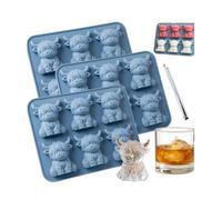 AIPWEYT Store Highland Cow - Juego de 3 moldes de silicona para cubitos de hielo, diseño 3D de barro de tierras altas