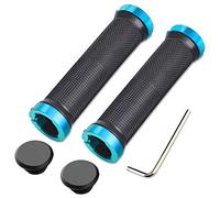 Aiqeer 1 Par Puños Bicicleta Montaña, Puños Manillar Goma Antideslizante Ergonomicos, Puños Manillar Bici Doble Bloqueo, Empuñadura BMX, Puños MTB, para Mango con Diámetro 22 mm (Azul)