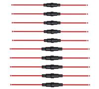 Aiqeer 10 Piezas 32V 20A En-Línea Vidrio Tubo Portafusibles Set, Coche Portafusibles de Vidrio AGC con 16 AWG Cable (5 Piezas 5 X 20 mm + 5 Piezas 6 X 30 mm)