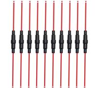 Aiqeer 10 Piezas 6 X 30 mm 32V 20A En-Línea Vidrio Tubo Portafusibles, Coche Portafusibles de Vidrio AGC con 16 AWG Cable (Negro)