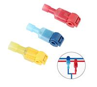 Aiqeer 100 Piezas (50 Pares) T-Tap Empalme Rápido Kit, T-Tap Cable Terminal Conector, Conector Cable Eléctrico Empalme Rápido (Rojo 20 Pares, Azul 20 Pares, Amarillo 10 Pares)