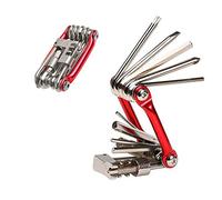 Aiqeer 11 en 1 Multifunción Bicicleta Reparación Herramientas, Kit Multiherramienta Bicicleta, Mini Herramientas de Reparación y Mantenimiento de Bicicletas Plegables Portátiles (Rojo)