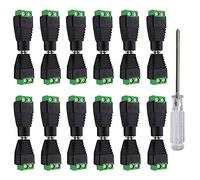 Aiqeer 12 Pares 12V / 24V Macho & Hembra DC Conector Kit, 2.1 X 5.5 mm DC Alimentación Conector Enchufe Jack Set, Conector Terminal de Tornillo DC, para Cámara CCTV (Verde)