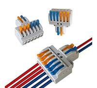 Aiqeer 12 Piezas KV426 Palanca Tuerca Cable Conectores Set, 2 in 6 out Conector Conductor Compacto, Bilateral Rápido Resorte Conector Bloque Terminal