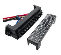 Aiqeer 12 Vías Portafusibles Coche con Precableado, 2 Entradas 4 Salidas Bloque Fusibles Cuchilla Estándar, Caja Fusibles Marino con 10 Piezas Fusibles Estándar (12V / 24V / 32V / 48V Universal)
