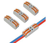 Aiqeer 16 Piezas SPL-2 Palanca Tuerca Cable Conectores Set, 2 in 2 out Conector Conductor Compacto, Bilateral Rápido Resorte Conector Bloque Terminal