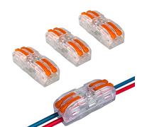 Aiqeer 16 Piezas SPL-2 Palanca Tuerca Cable Conectores Set, 2 in 2 out Transparente Conector Conductor Compacto, Bilateral Rápido Resorte Conector Bloque Terminal