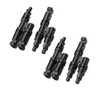 Aiqeer 2 Pares Solar Panel Cable Conectores, Conector Solar Fotovoltaico, Conector de T Rama MFF/FMM (Negro)