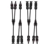 Aiqeer 2 Pares Solar Panel Cable Conectores, Conector Solar Fotovoltaico, Conector de Y Rama MFF/FMM (Negro)